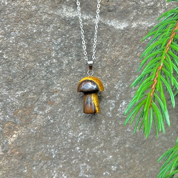 Tigers Eye Mushroom Sterling Silver Necklace - Picture 3 of 5